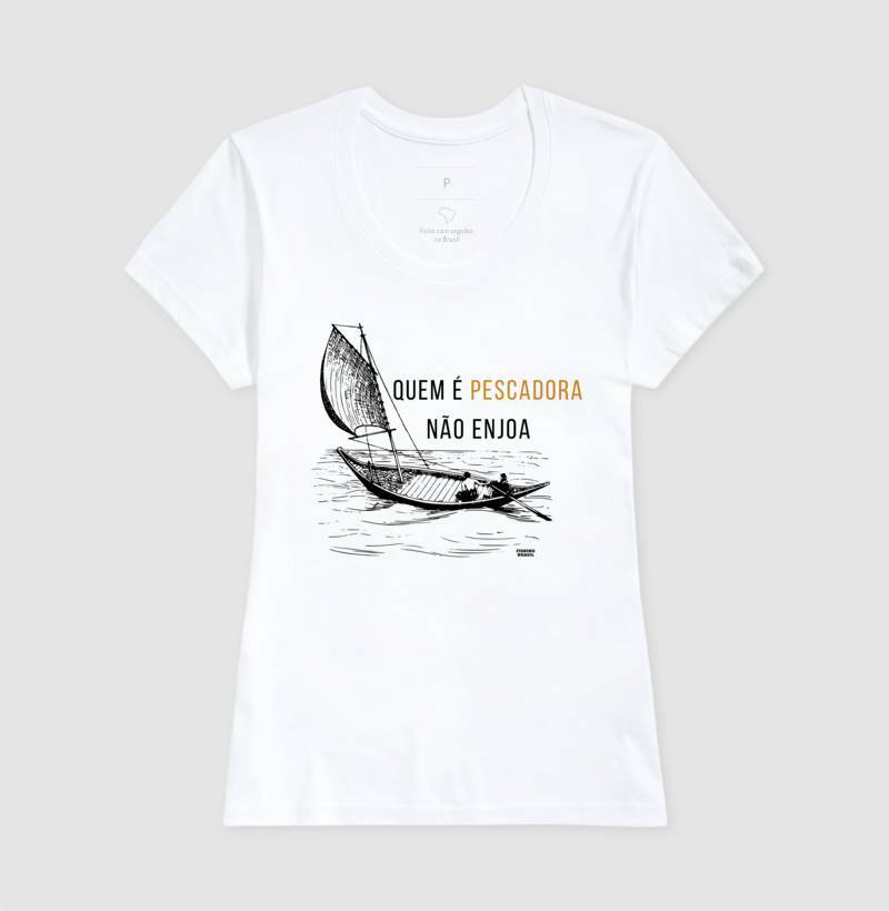 Camiseta QUEM É PESCADOR NÃO ENJOA